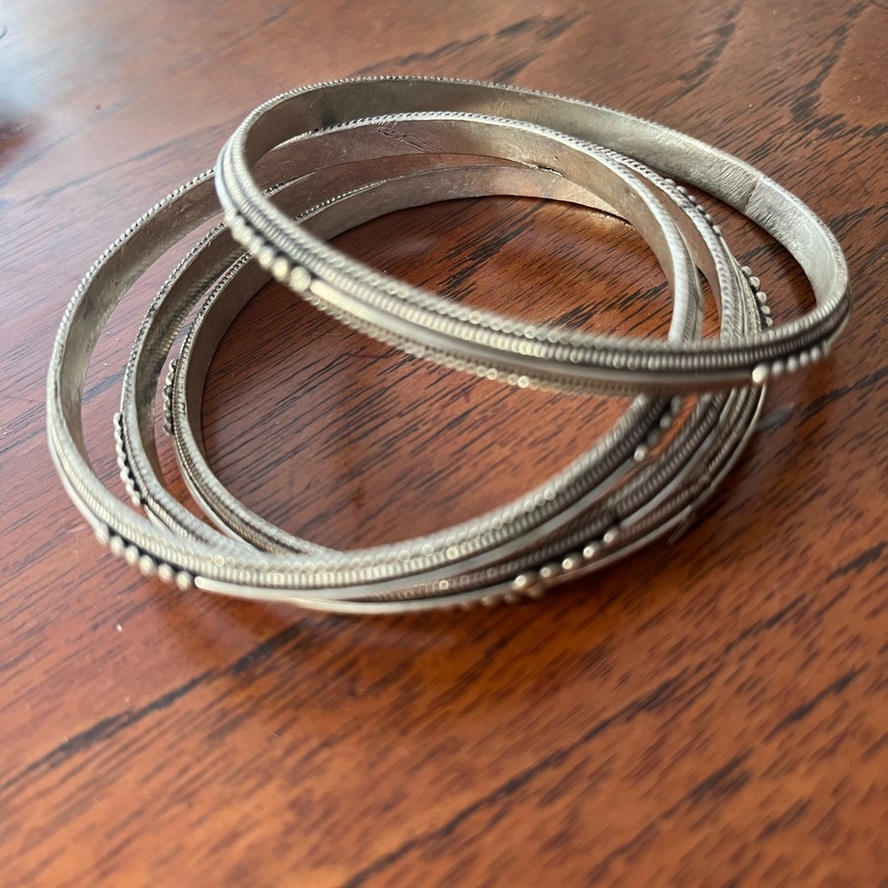 Turkish Silver Tone Bangle Bracelets - image 3